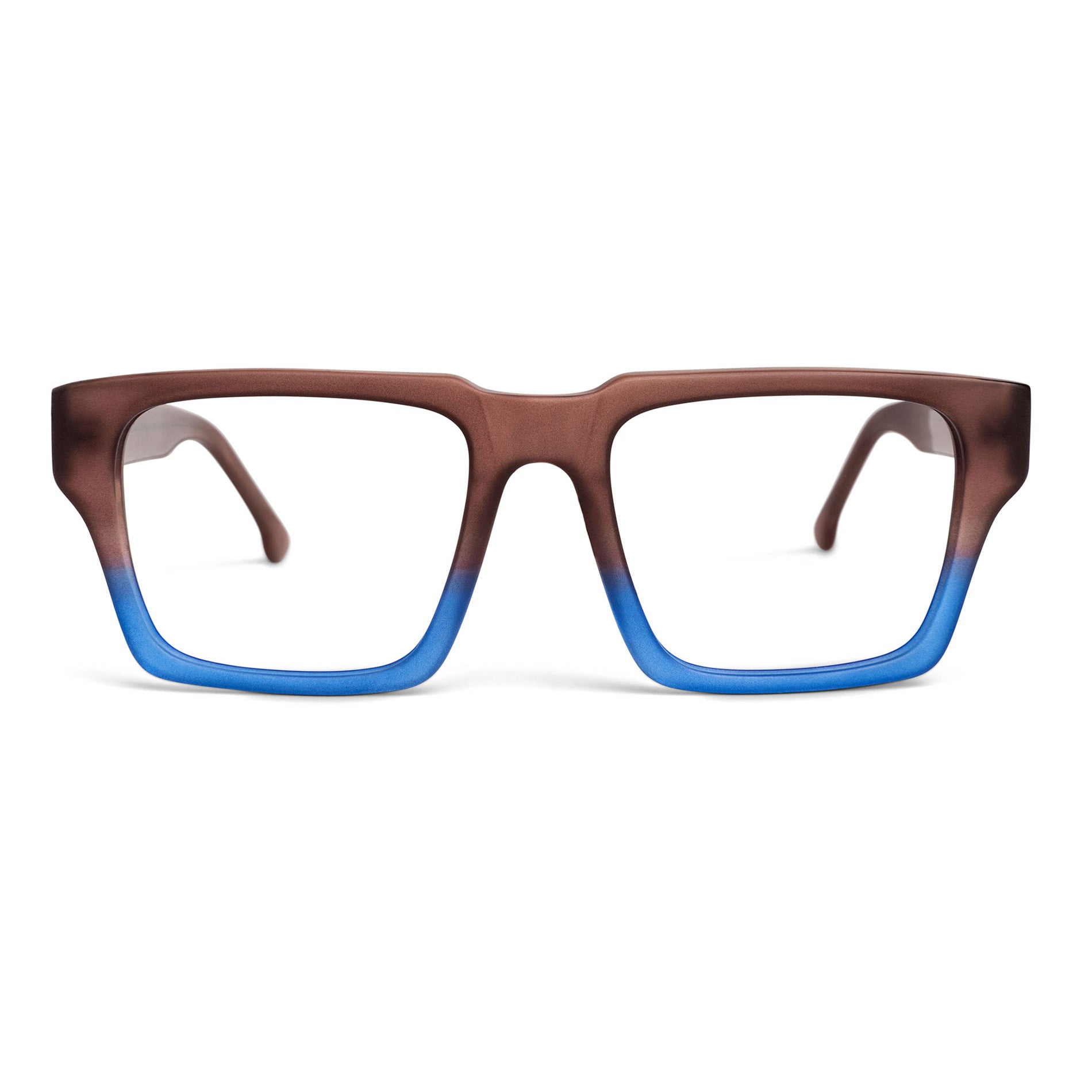 Brown fashion and blue glasses